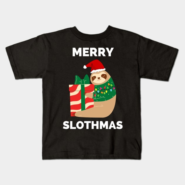Merry Slothmas Christmas Light - Merry Slothmas Cute Sloth greeting For Holidays Kids T-Shirt by Famgift